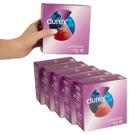 Durex Love Mix Assorted Condoms 40pcs - 5 Types, Anatomical Shape