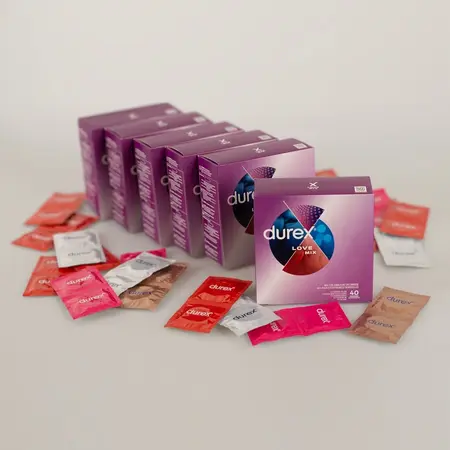 Durex Love Mix Assorted Condoms 40pcs - 5 Types, Anatomical Shape