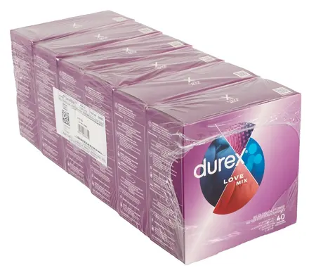 Durex Love Mix Assorted Condoms 40pcs - 5 Types, Anatomical Shape