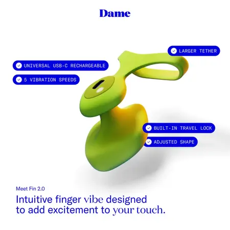 Dame Fin 2.0 Citrus - Kompaktni Intimni Uređaj za Prste, Vodootporan, USB-C