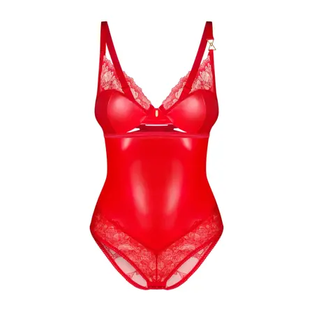 Obsessive Aliosa Teddi Crvena L/XL - Elegantan Čipkasti Bodister sa Izrezima