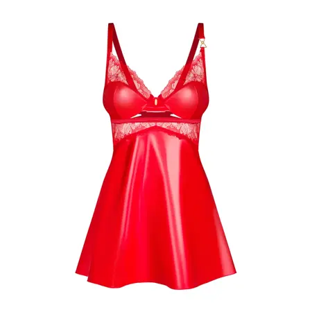 Obsessive Aliosa Chemise & Thong Crveni 2XL/3XL - Elegantan čipkasti donji veš set