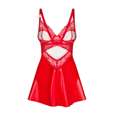Obsessive Aliosa Chemise & Thong Crveni 2XL/3XL - Elegantan čipkasti donji veš set
