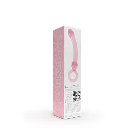 Nobu Rose Slider Pink Glass Intimate Device - Curved, Hypoallergenic, 19cm