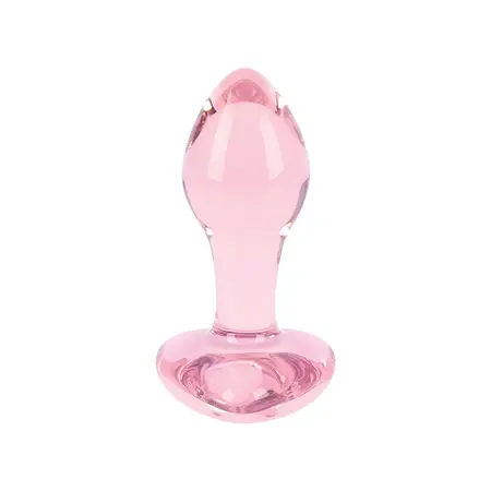 Nobu Rose Heart Glass Plug Pink - Decorative Borosilicate Model