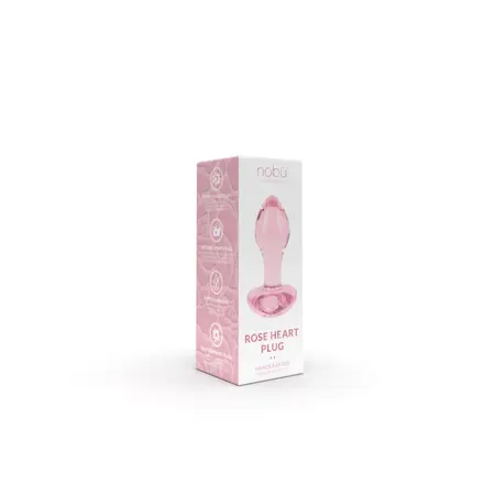Nobu Rose Heart Glass Plug Pink - Decorative Borosilicate Model