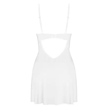 Obsessive Alissium Chemise & Thong Set White XL/2XL Minimalist Design