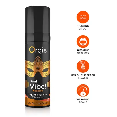 Orgie Dual Vibe Intimni Gel Ukus Sex On The Beach, Poljubiv, 15 ml