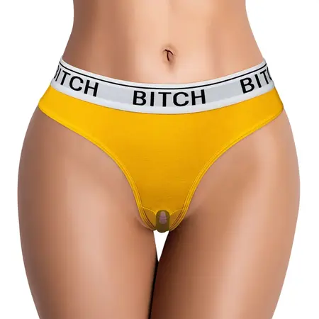 BITCH Vibrating Panty Set M/L with Remote Control, Black Cotton Blend