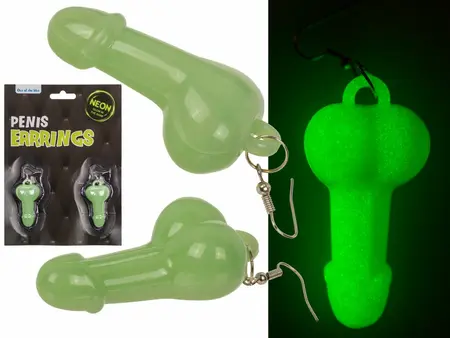 Laughing Party Glow Earrings by Out of the Blue - Luminous, 6 cm, 2 pcs