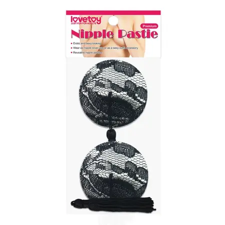 Lovetoy Reusable Lace Fringe Nipple Covers Set of 2, Black, 17x10cm