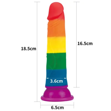 Lovetoy Prider Silicone Rainbow Model with Suction Cup 18.5 cm