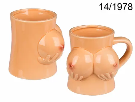 Out of the Blue Ceramic Mug Bust-Shaped 350ml Beige 11x11x12.5cm