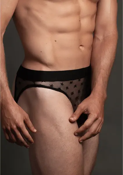 Leg Avenue Star Open Back Briefs S/M - Sheer Star Motif, Open Rear