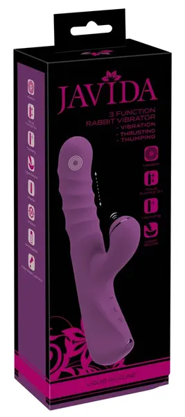 Javida 3 Funkcije Rabbit Vibe – Ubacivanje i Lupkanje, Tečni Silikon, 24cm