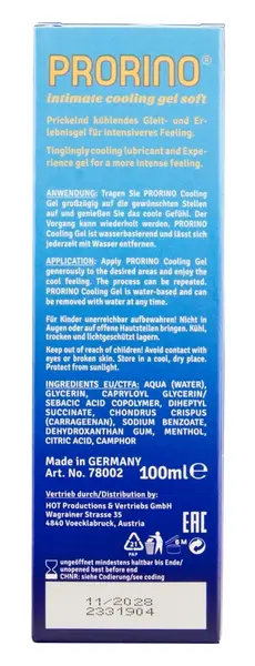 PRORINO Cooling Gel Soft 100ml - Water-Based Refreshing Formula