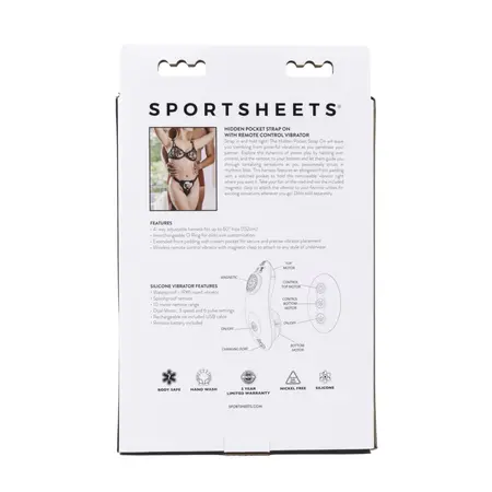 Sportsheets Hidden Pocket Strap-On Set with Remote Vibrator, Black