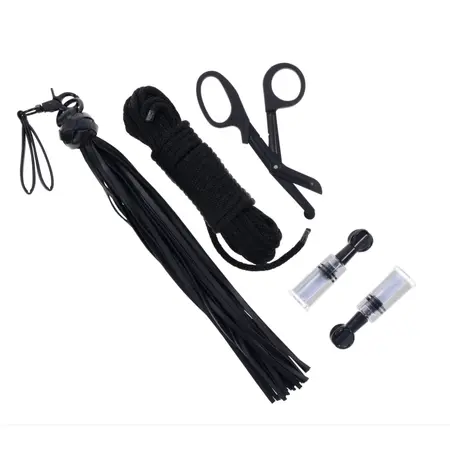 Sportsheets Tied & Twisted crni BDSM set sa užetom i dodacima
