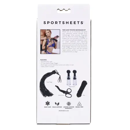 Sportsheets Tied & Twisted crni BDSM set sa užetom i dodacima