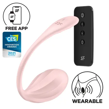 Satisfyer Ribbed Petal Connect App - Noseći Dupli Vibrator, Roze, IPX7