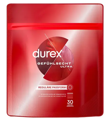 Durex Gefuhlsecht Ultra 30 kom - Ultra Tanki Lateks Kondomi, Veličina 52 mm