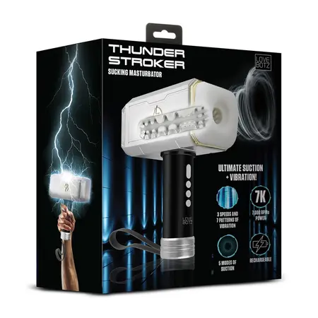 XR Brands Thunder Stroker intimna mašina sa vibracijom i usisom, Plava