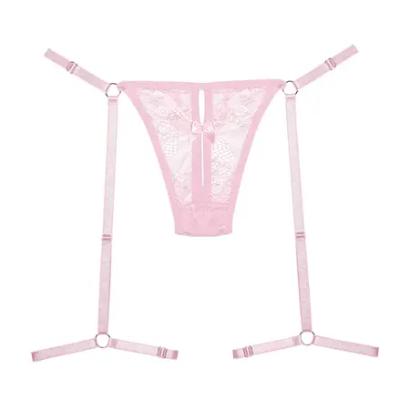 Say It With Garters Lace Thong Pink Adjustable OS Garter Bands