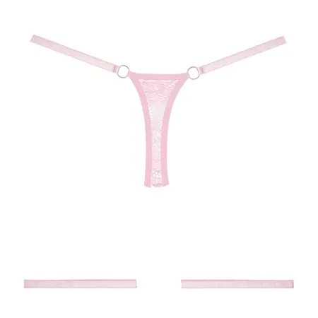 Say It With Garters Lace Thong Pink Adjustable OS Garter Bands