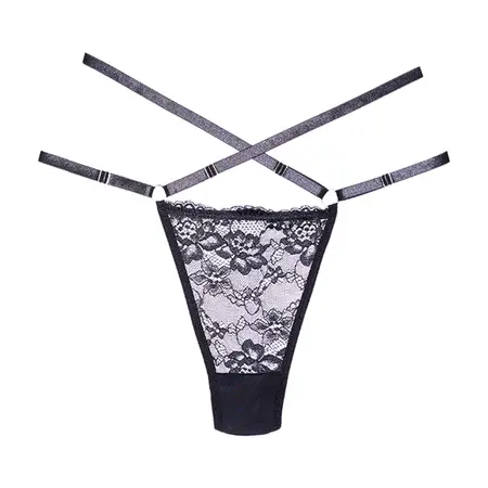 Fantasy Lingerie Cherished Čipkana & Mrežasta tanga gaćica OS Podesiva Crna