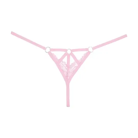 Dreamgirl Do Not Disturb Lace Thong Pink Adjustable Straps OS
