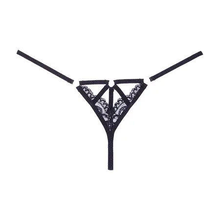 Do Not Disturb Lace Thong Adjustable Straps Black OS