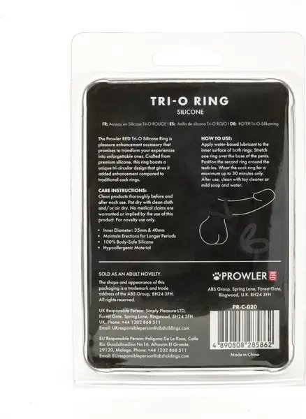 Prowler RED Tri-O Silicone System Ring Black - Adjustable Triple Design