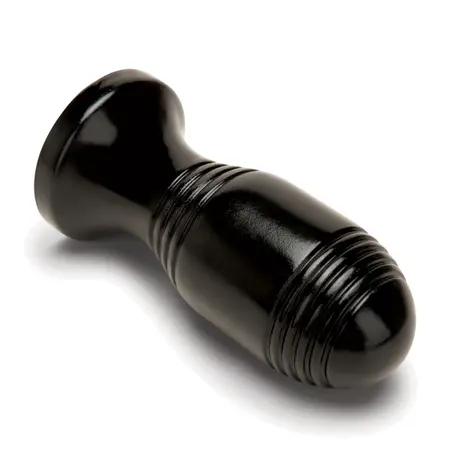 Rimba Ribbed Plug Black - Anatomical PVC Model, 11.4 cm