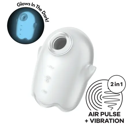 Satisfyer Glowing Ghost Beli - Osvetljeni intimni uređaj, Kompaktni dizajn
