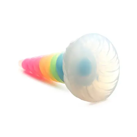 UniGlow Silikonska Intimna Mašina Rainbow Koja Svetli u Mraku, Sa Usisnom Bazom