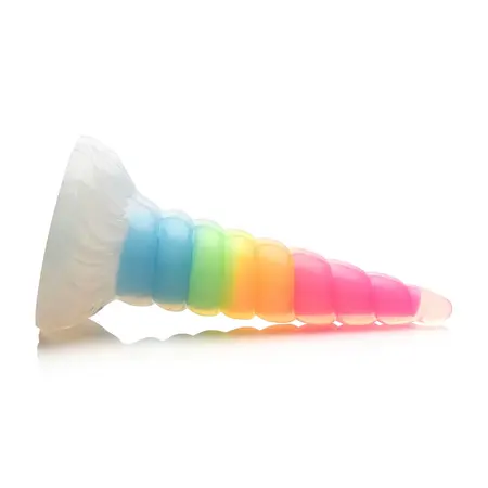 UniGlow Silikonska Intimna Mašina Rainbow Koja Svetli u Mraku, Sa Usisnom Bazom
