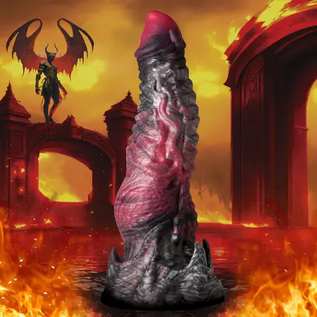 Blush Novelties Hades Silicone Model Medium Black-Red, Suction Base