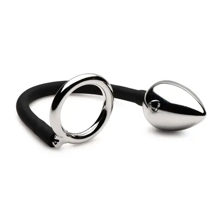 XR Brands Tug and Plug Dvostruki Prsten sa Aluminijumskim Čepom - Podesivi Sistem