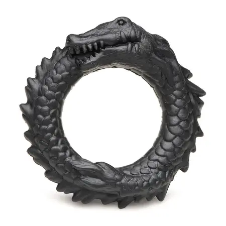 XR Brands Black Caiman Silikonski Intimni Prsten Crni Rastegljivi Dizajn