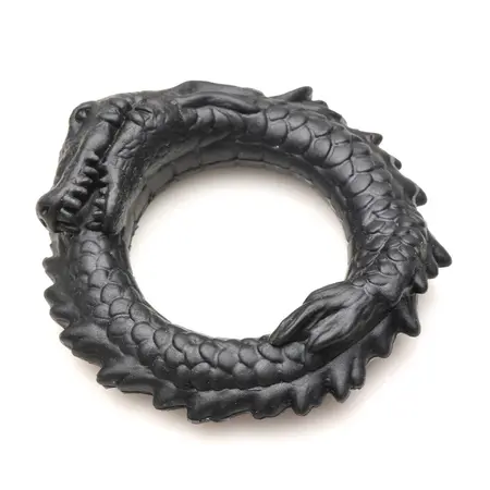 XR Brands Black Caiman Silikonski Intimni Prsten Crni Rastegljivi Dizajn