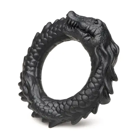 XR Brands Black Caiman Silikonski Intimni Prsten Crni Rastegljivi Dizajn