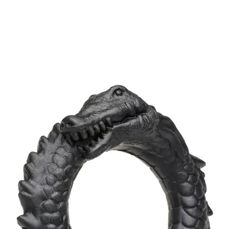 XR Brands Black Caiman Silikonski Intimni Prsten Crni Rastegljivi Dizajn