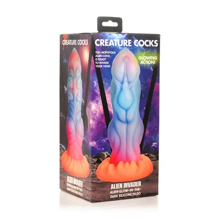 XR Brands Alien Invader Intimate Machine Silicone Glow Blue Multi 20 cm