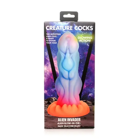 XR Brands Alien Invader Intimate Machine Silicone Glow Blue Multi 20 cm