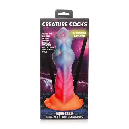 Blush Novelties Aqua Cock Silikonski Model Svetli u Mraku Plavi 20 cm