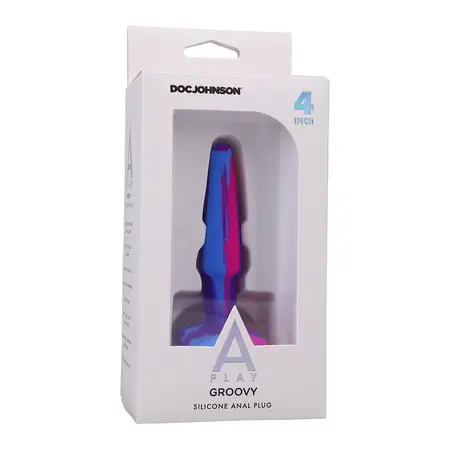 A-Play Groovy Silicone Anal Plug 10cm Multicolor by Doc Johnson