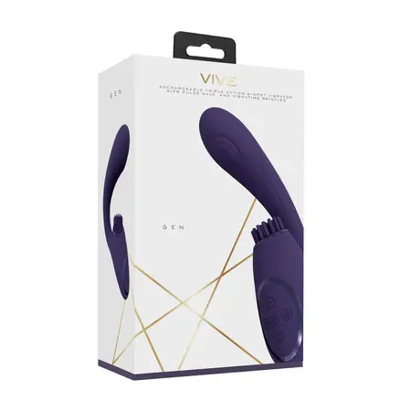 VIVE GEN Triple Motor Vibrator with Pulse Wave & Bristle System Purple