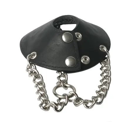 Master Series Parachute Leather Restraint with Metal Spiked Chains Black