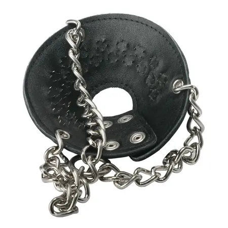 Master Series Parachute Leather Restraint with Metal Spiked Chains Black