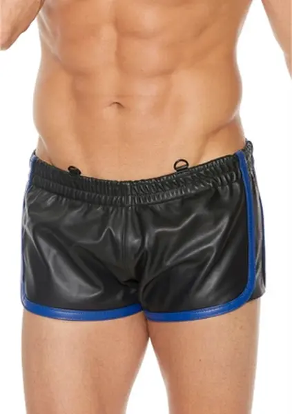 Rimba Leather Shorts S/M Blue - Ventilated Adjustable Waistband